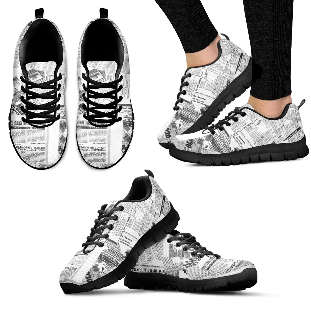 Vintage Fashion Newspaper - Damskie sneakersy w stylu vintage z