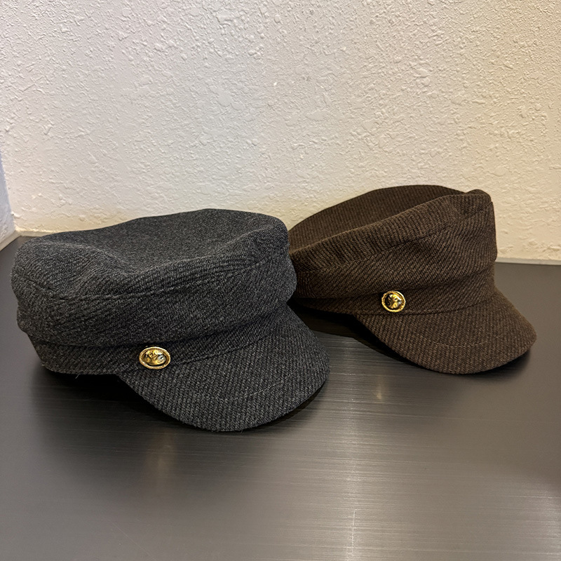 Vintage Fashion Hats - Damski Wełniany Beret Gazeciarza Vintage Złoty