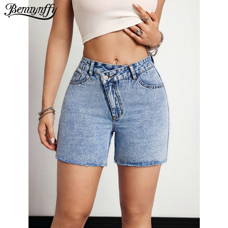 Benuynffy Asymetryczne Szorty  – Vintage Fashion Jeans recenzja i cena