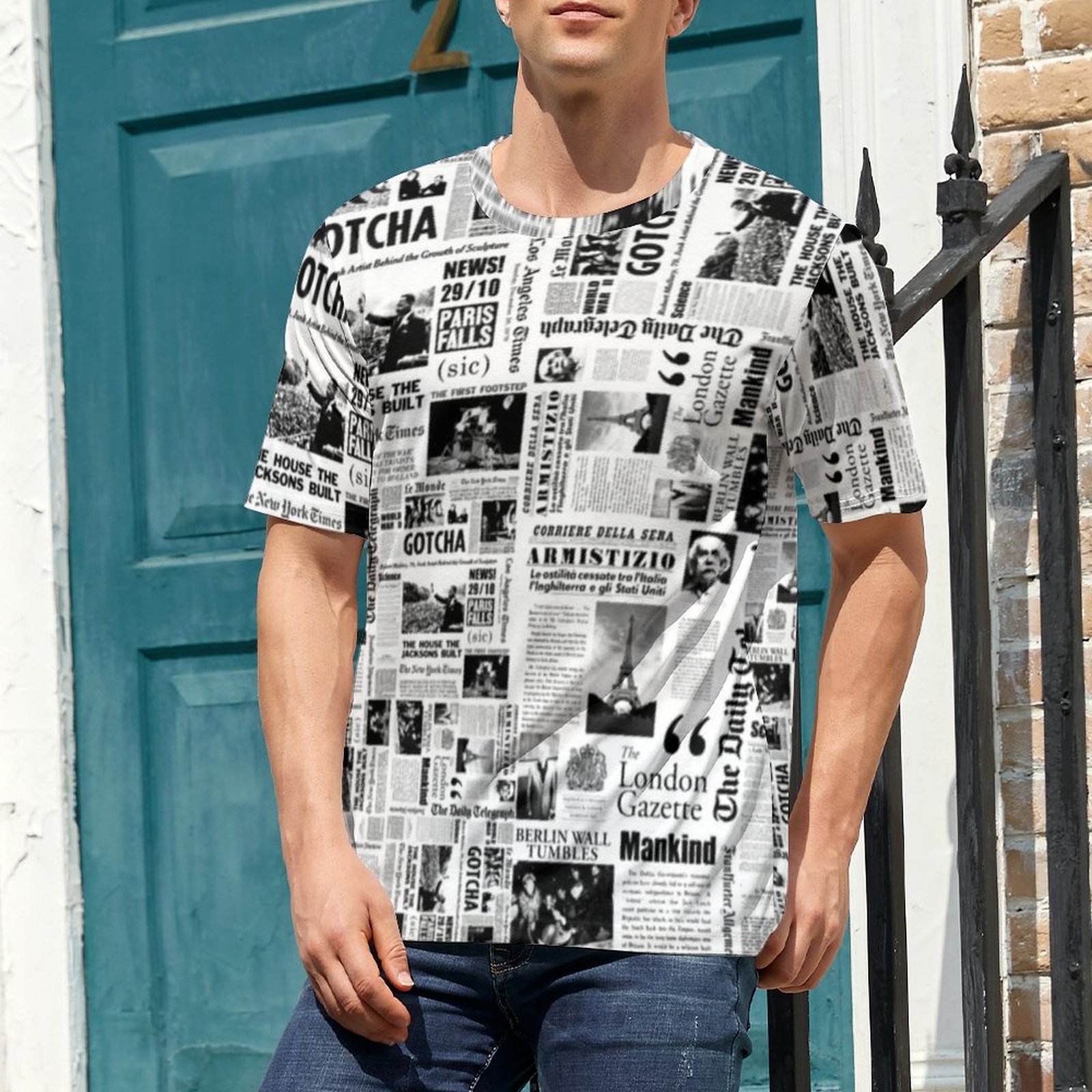Męska koszulka vintage z motyw – Vintage Fashion Newspaper recenzja i cena