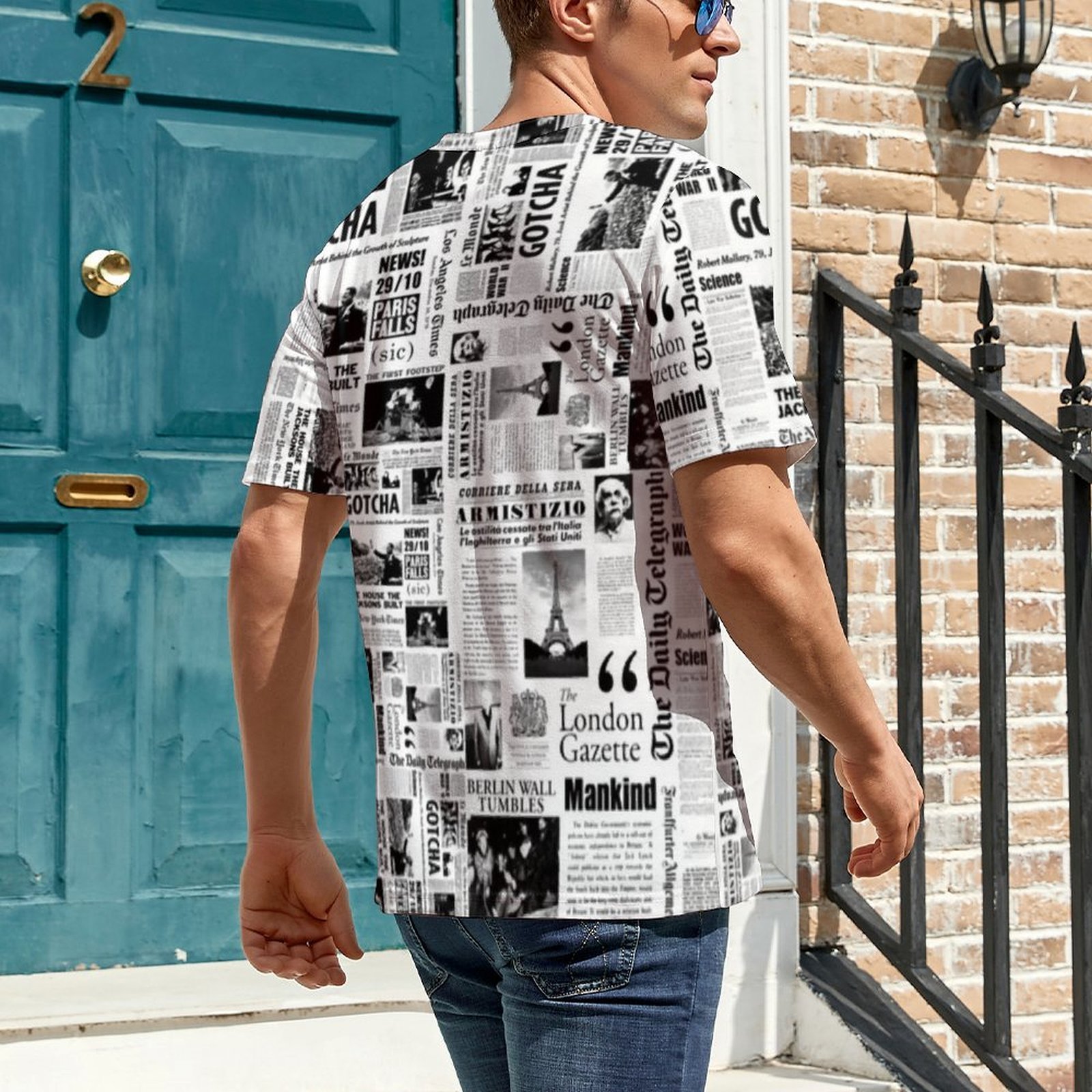 Męska koszulka vintage z motyw – Vintage Fashion Newspaper recenzja i cena