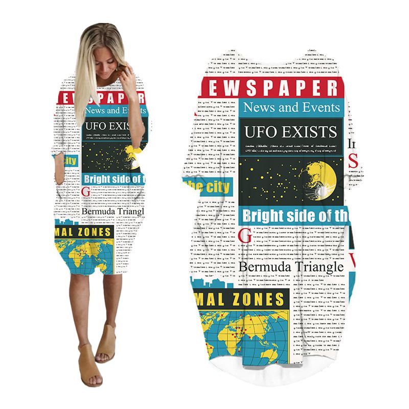 CLOOCL Newspaper Dress 3D Prin – Vintage Fashion Newspaper recenzja i cena
